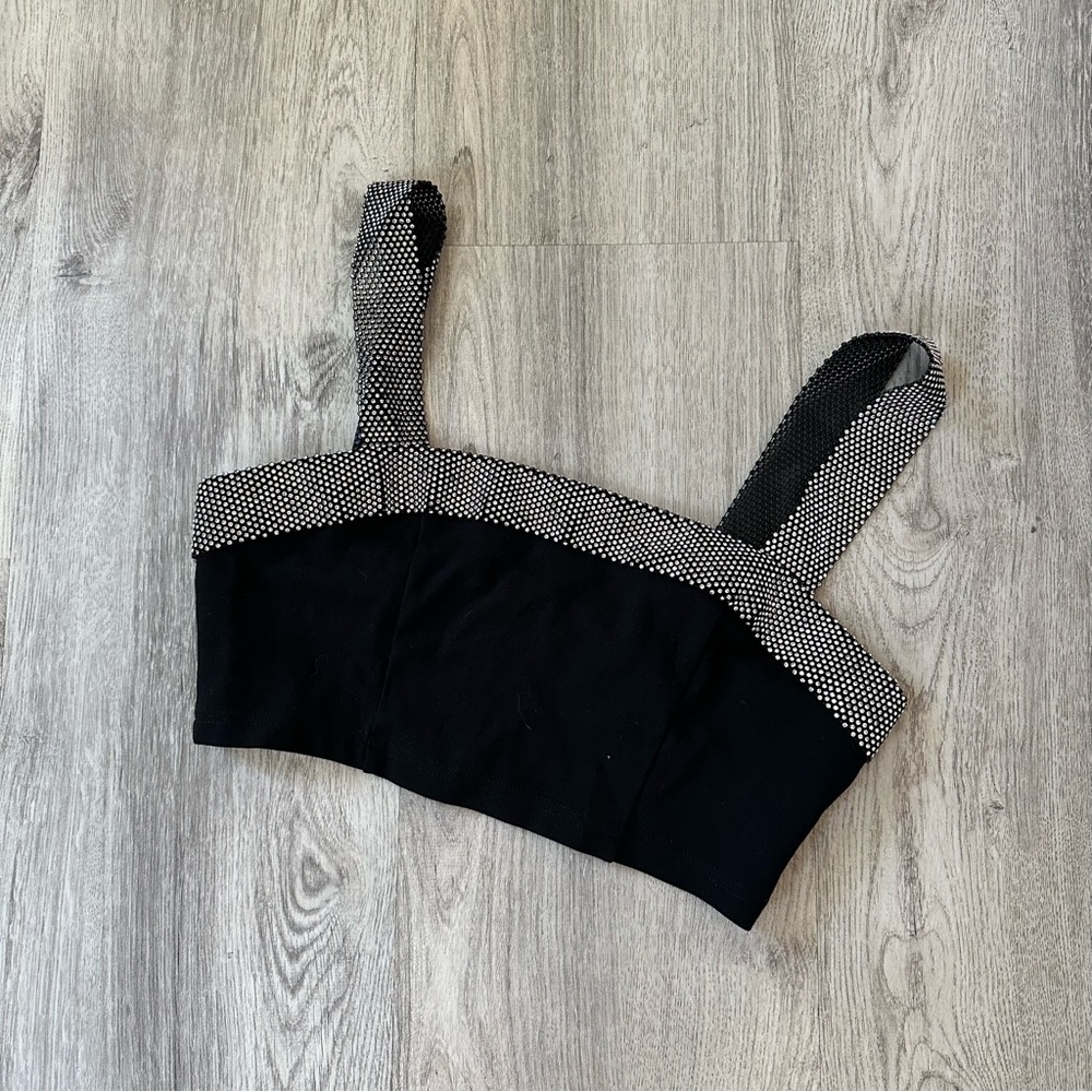 Rhinestone black crop top